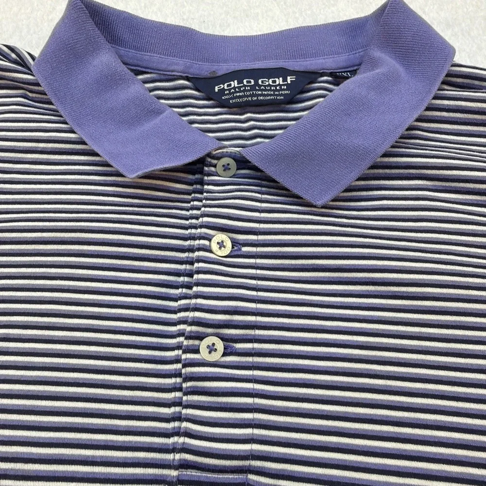 Ralph Lauren Polo Golf Polo Shirt Men's Size XXL Purple Stripe 100% Pima Cotton‎